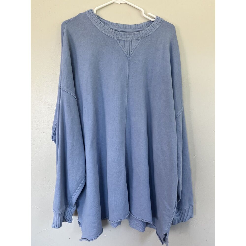 Aerie Oversized Crewneck Pullover Sweatshirt Blue Size Large